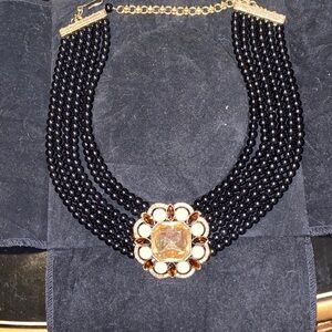 Authentic Heidi Daus Elegant Know How Black Brown and Gold Beaded Necklace